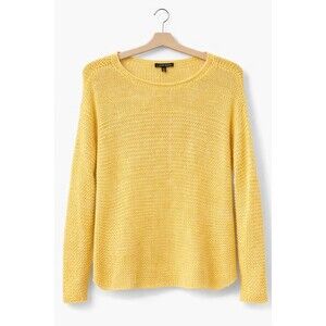 Eileen Fisher Yellow Mesh Sweater Blouse Women Sz S/P Cotton Nice D25
